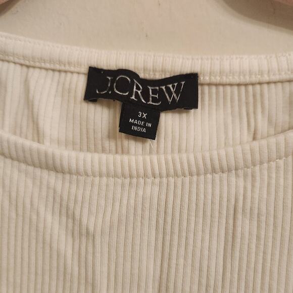 NWT J. Crew Vintage Rib Rosette T-Shirt Ivory 3X - Picture 3 of 7